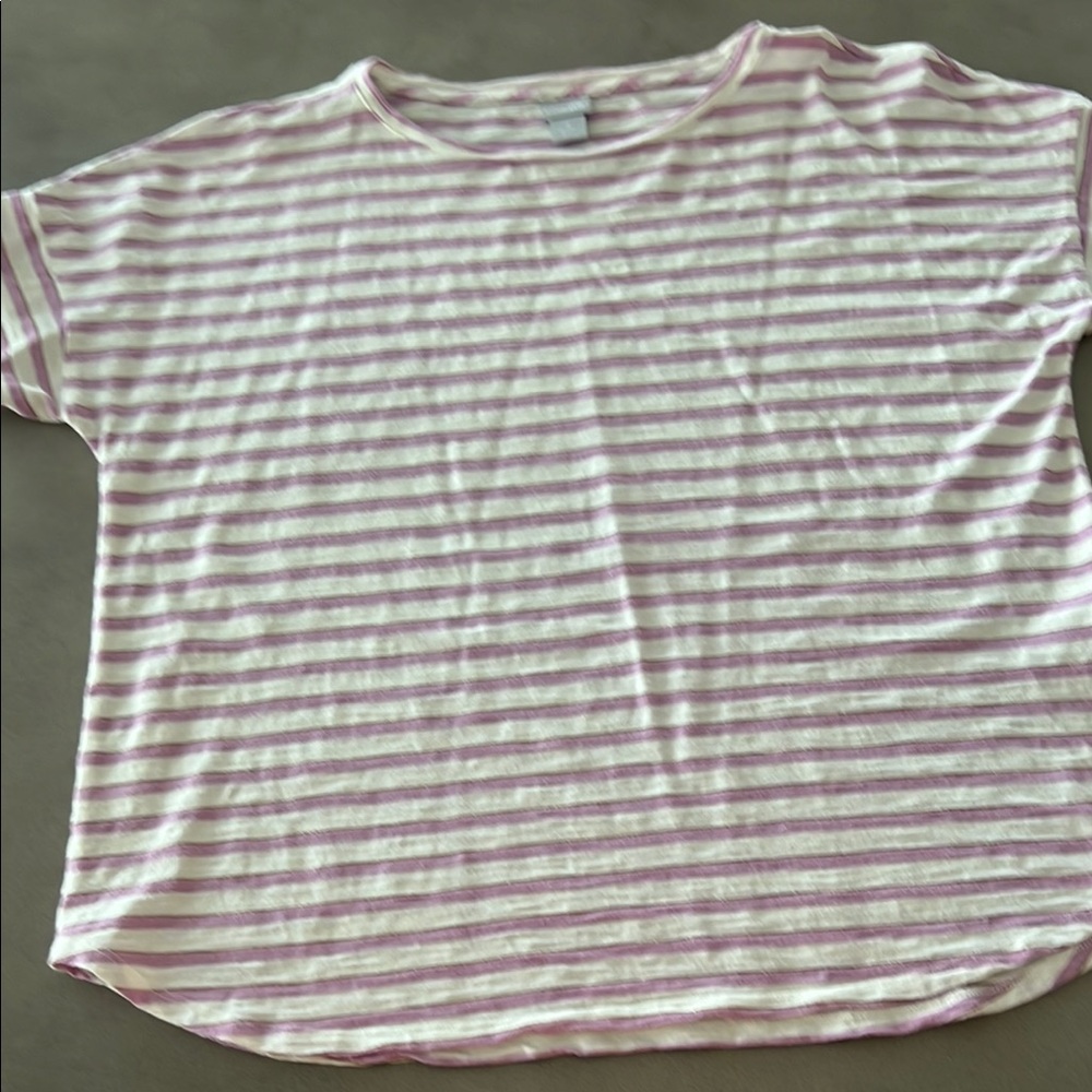 Chico's Mauve and Cream Striped Top